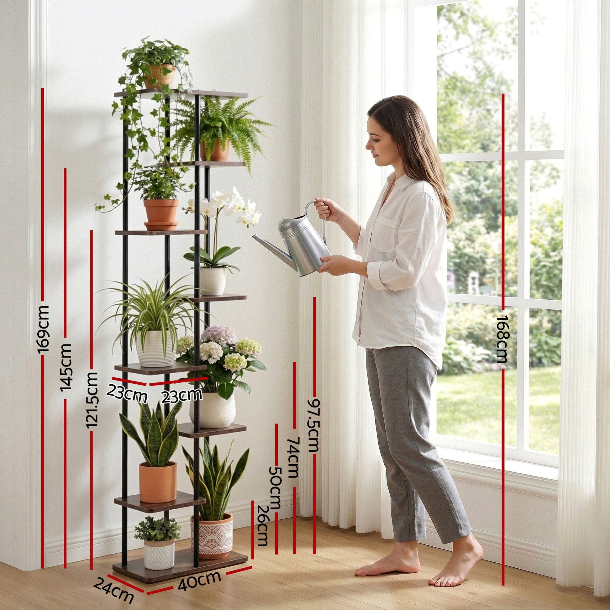 Artiss 8 Tiers Plant Stand Metal Flower Pots Shelf Indoor Outdoor Garden Home-2