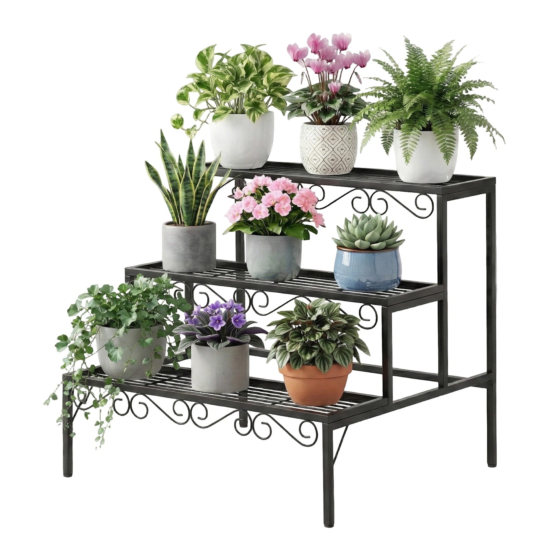 Artiss Plant Stand 3 Tier Metal Corner Plant Shelf Multiple Flower Holder Rack-1