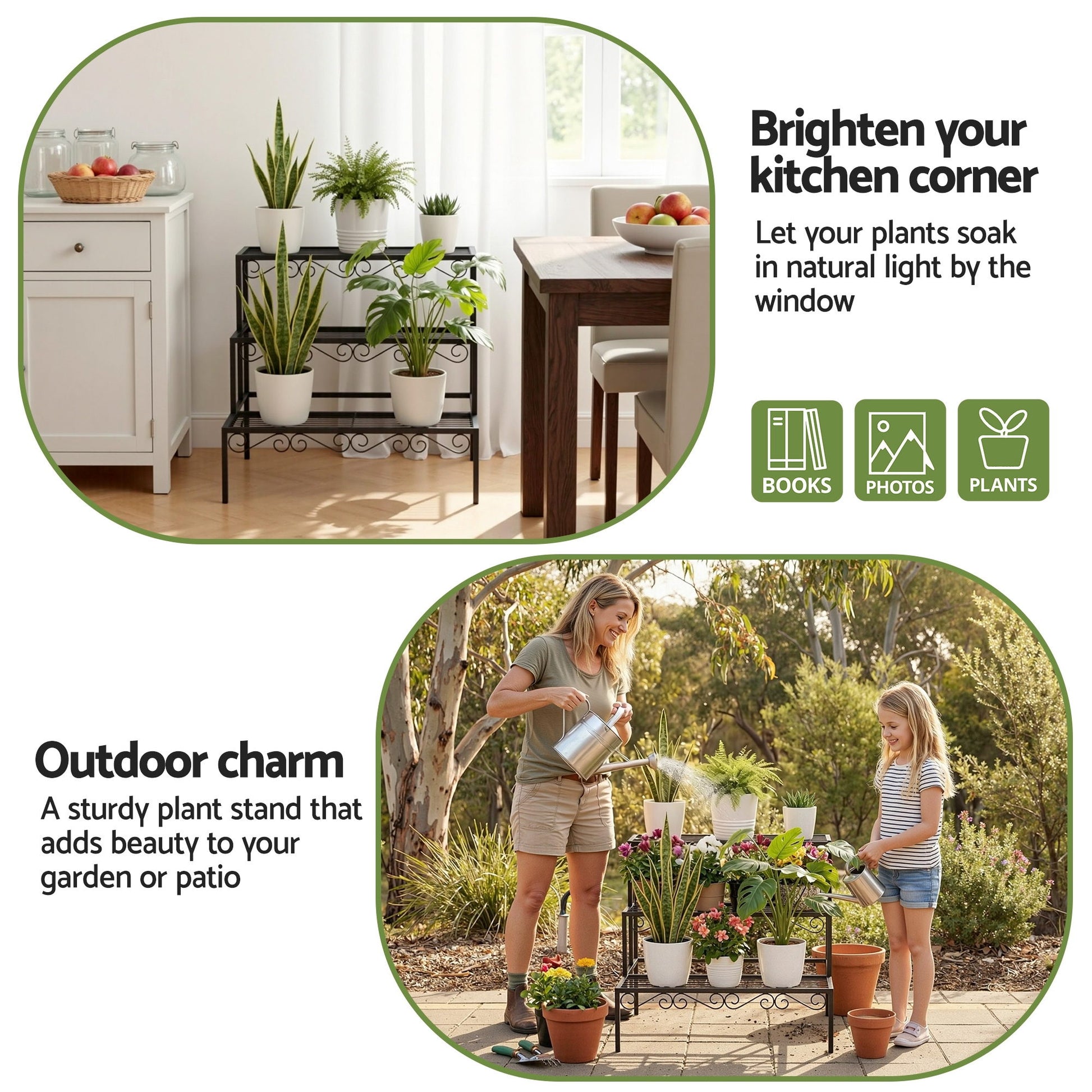 Artiss Plant Stand 3 Tier Metal Corner Plant Shelf Multiple Flower Holder Rack-6