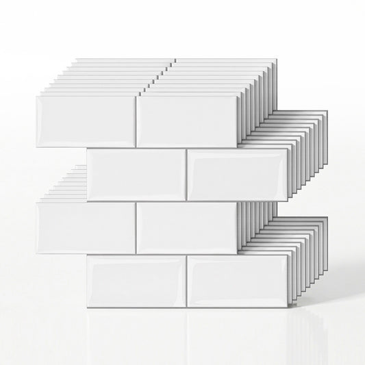 Artiss 3D Peel and Stick Wall Tiles Self Adhesive Subway Backsplash 10 Sheets, White