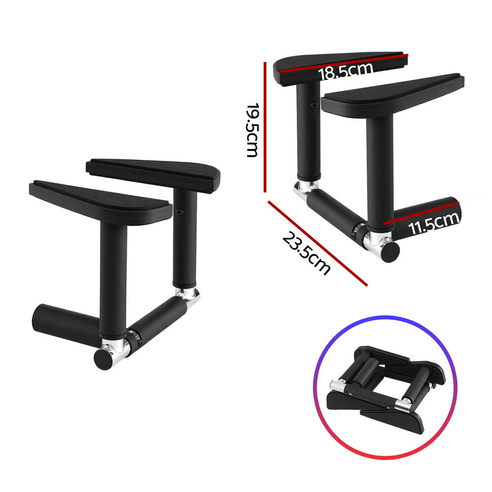 Everfit 2Pcs/Set Pull Up Bar Portable Foldable Dip Station Multi Gym 120kg Home Power Station Black-1