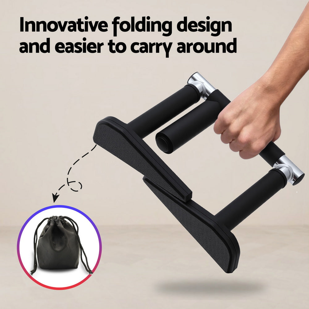 Everfit 2Pcs/Set Pull Up Bar Portable Foldable Dip Station Multi Gym 120kg Home Power Station Black-5