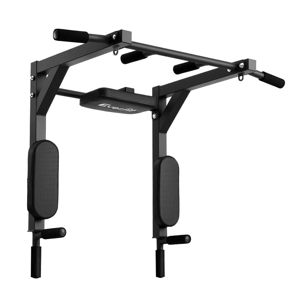 Everfit Pull Up Bar Dip Station Multi Gym 150kg Home Power Station Black Red-0