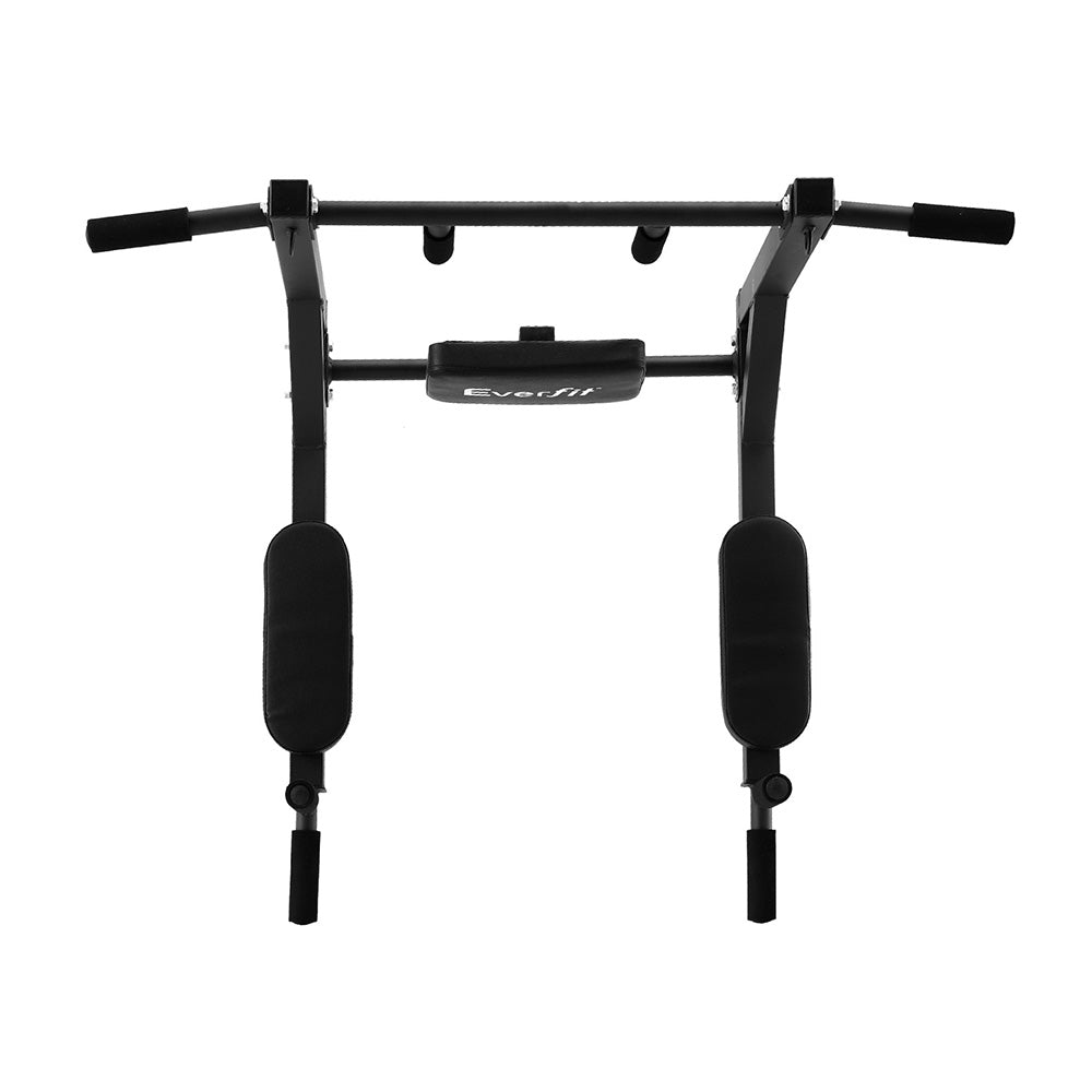 Everfit Pull Up Bar Dip Station Multi Gym 150kg Home Power Station Black Red-2