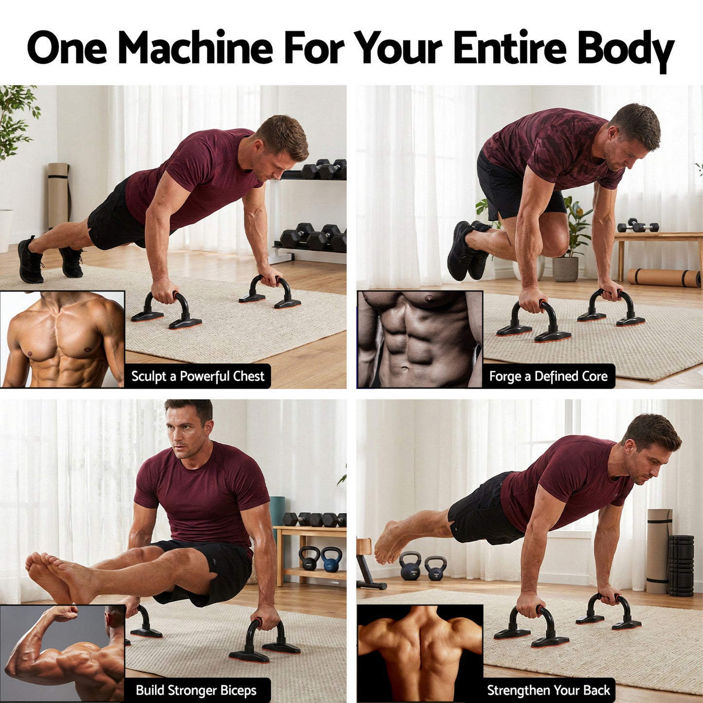 Everfit Push Up Bars Stands Parallel Handles Home Gym Fitness Strength Training