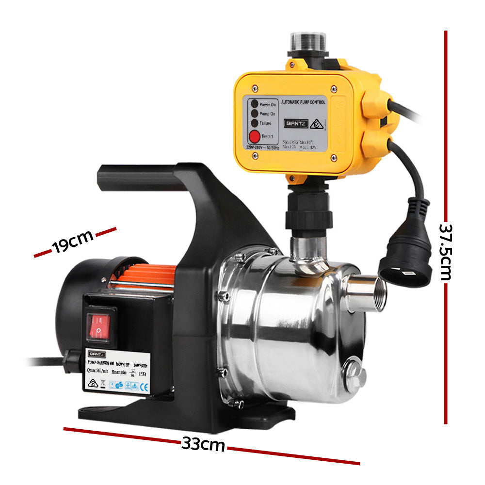 Giantz Garden Water Jet Pump High Pressure 800W Tank Rain Farm Irrigation Yellow-1