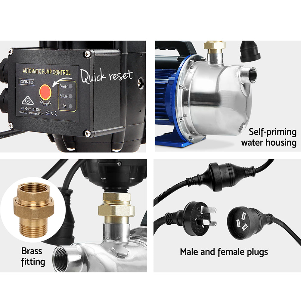 Giantz Garden Water Jet Pump High Pressure 1100W Tank Rain Farm Irrigation Black-5