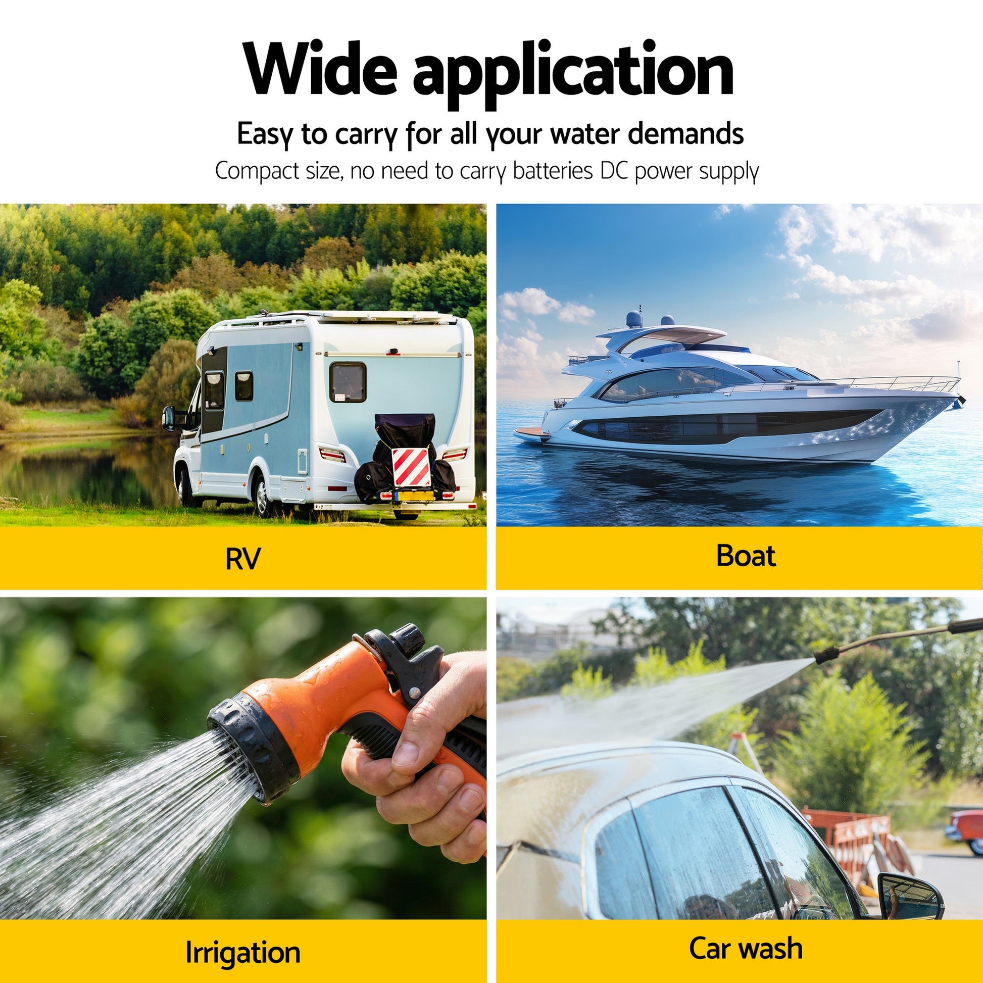 Giantz 12V DC Water Pump, 11.3LPM 55PSI 3 GPM Self-Priming RV Water Pressure Pump with Automatic Pressure Switch, for RV Marine Camping Yacht Garden Fresh Water Diaphragm, 2088-554-144 Replacement-5