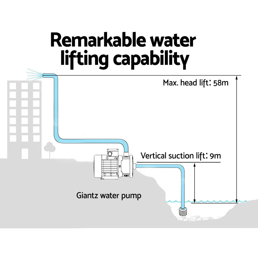 Giantz Garden Water Pump High Pressure 1800W Multi Stage Tank Rain Irrigation Black-5