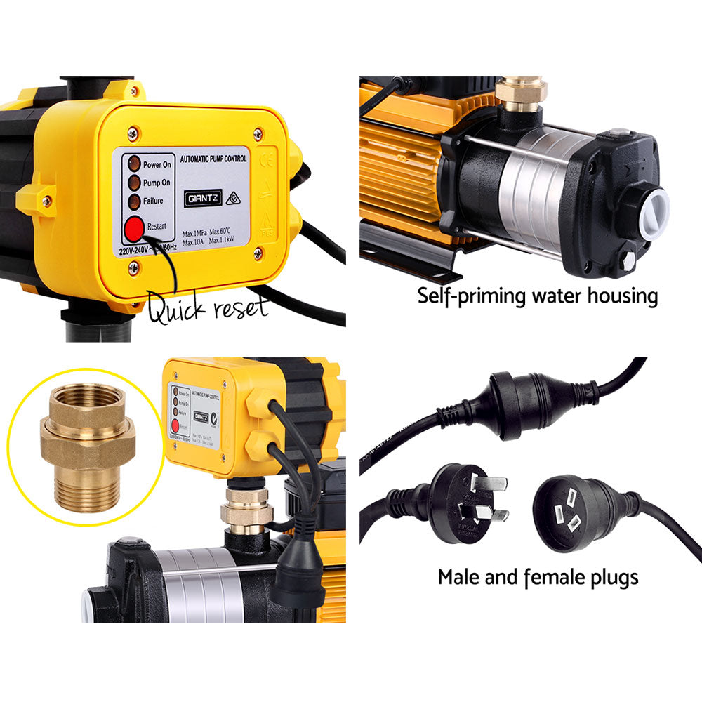 Giantz Garden Water Pump High Pressure 2000W Multi Stage Tank Rain Irrigation Yellow-4