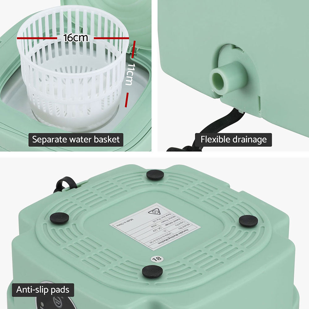 Devanti Portable Washing Machine 8L Green-5