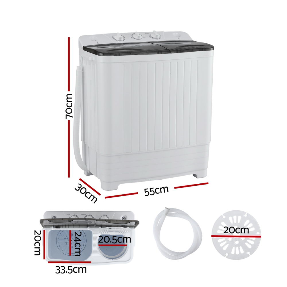 Devanti Portable Washing Machine Twin Tub 4.5KG-1