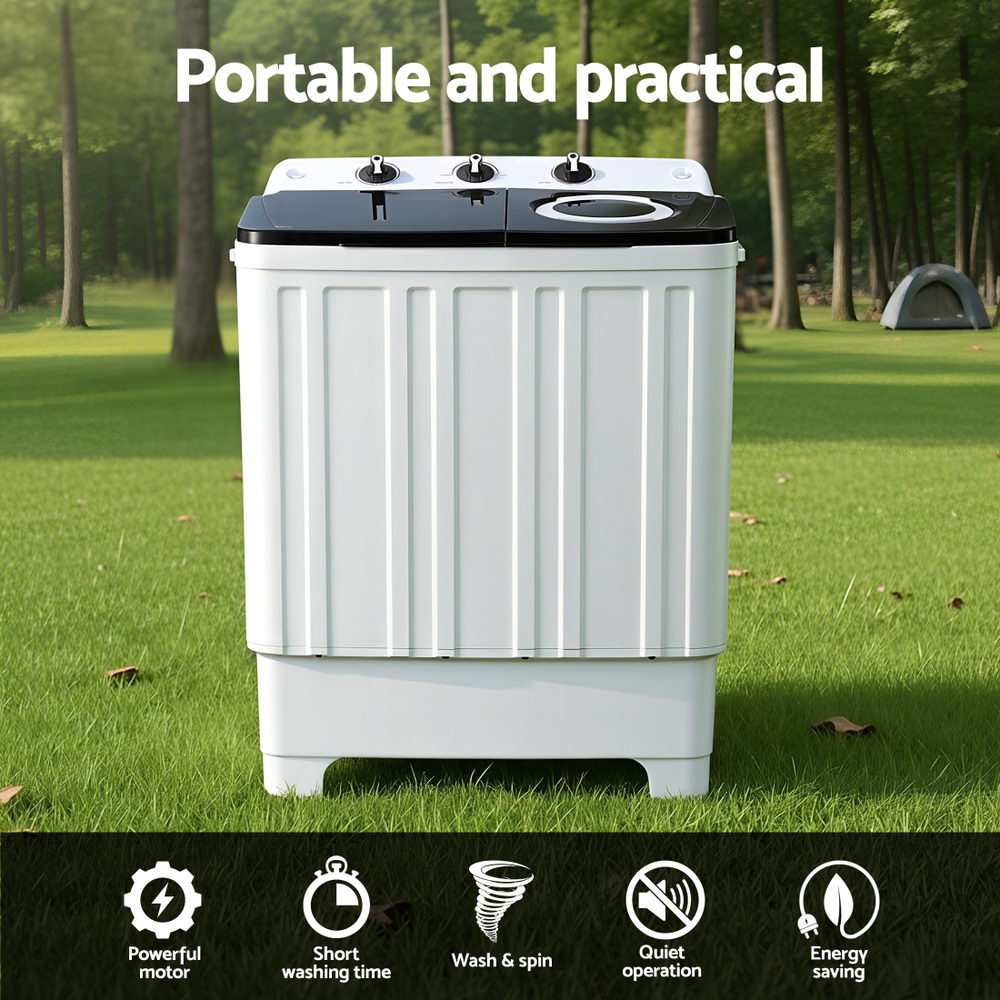 Devanti Portable Washing Machine Twin Tub 7KG White-1