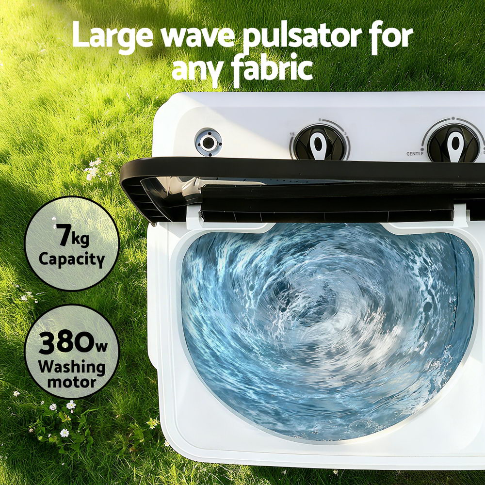 Devanti Portable Washing Machine Twin Tub 7KG White-2