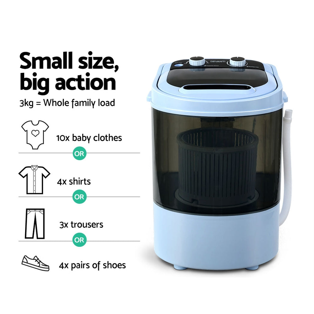 Devanti Portable Washing Machine 3KG Black-4