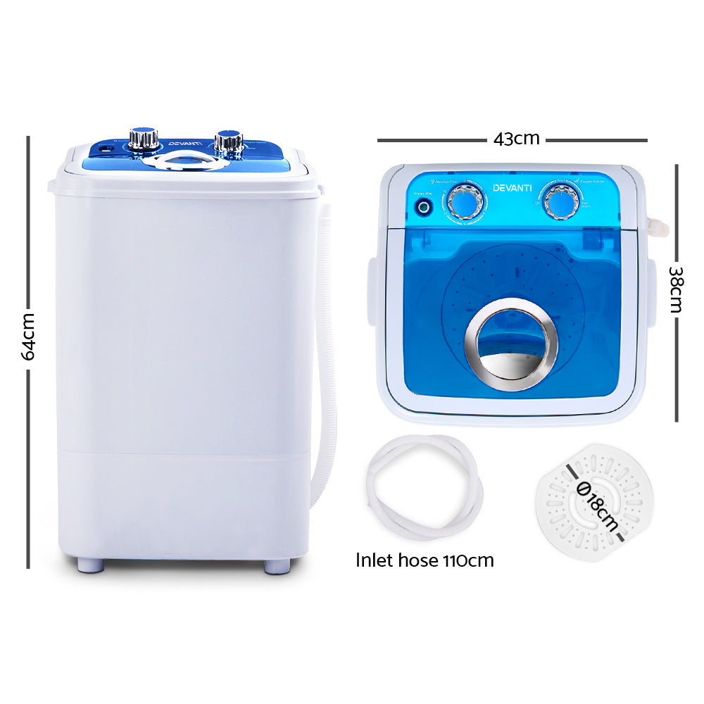 Devanti Portable Washing Machine 4.6KG Blue-1