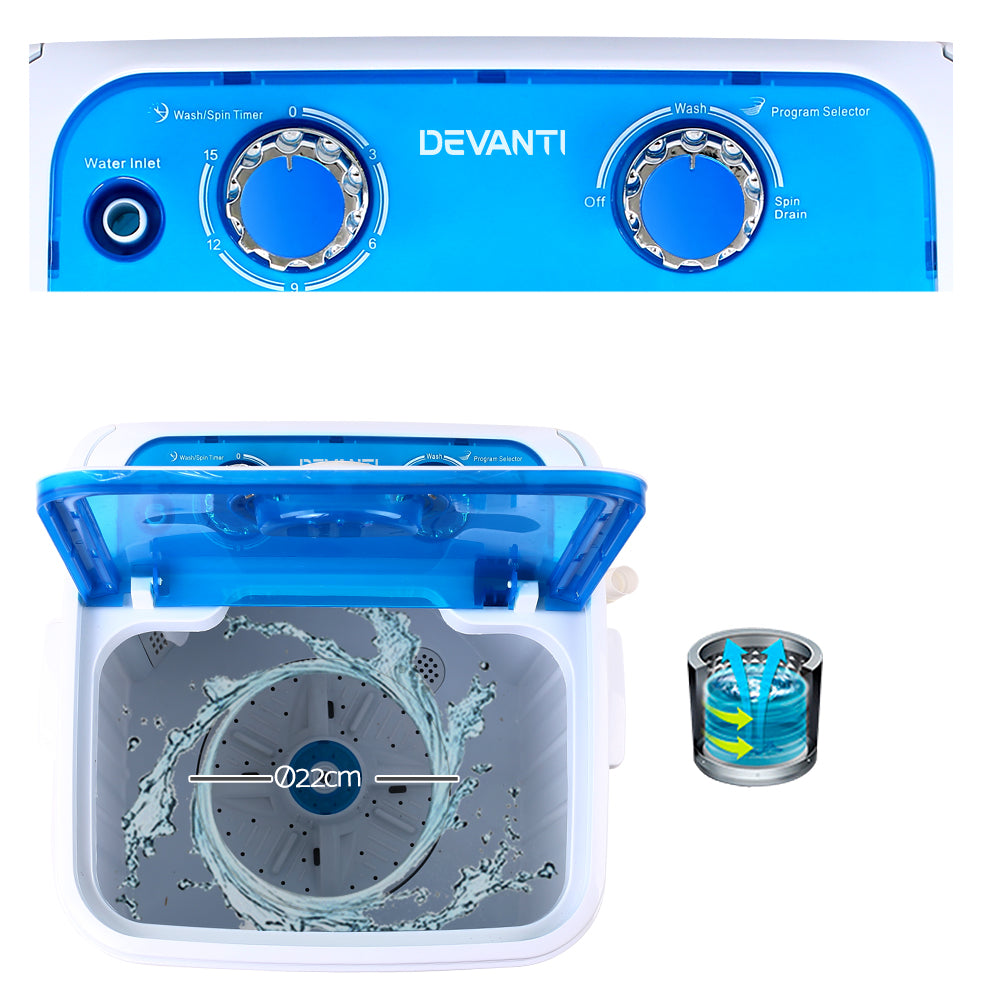 Devanti Portable Washing Machine 4.6KG Blue-5