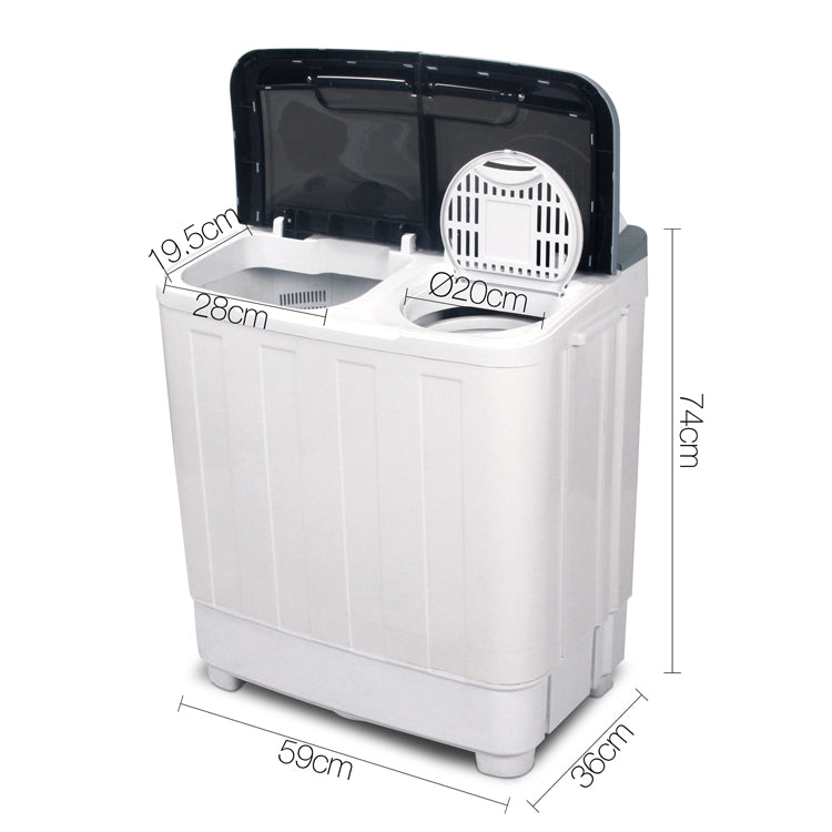 Devanti Portable Washing Machine Twin Tub 5KG White-1