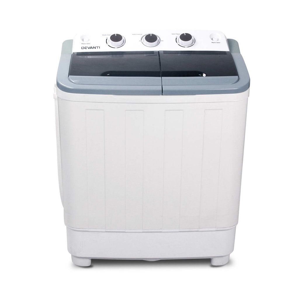 Devanti Portable Washing Machine Twin Tub 5KG White-2