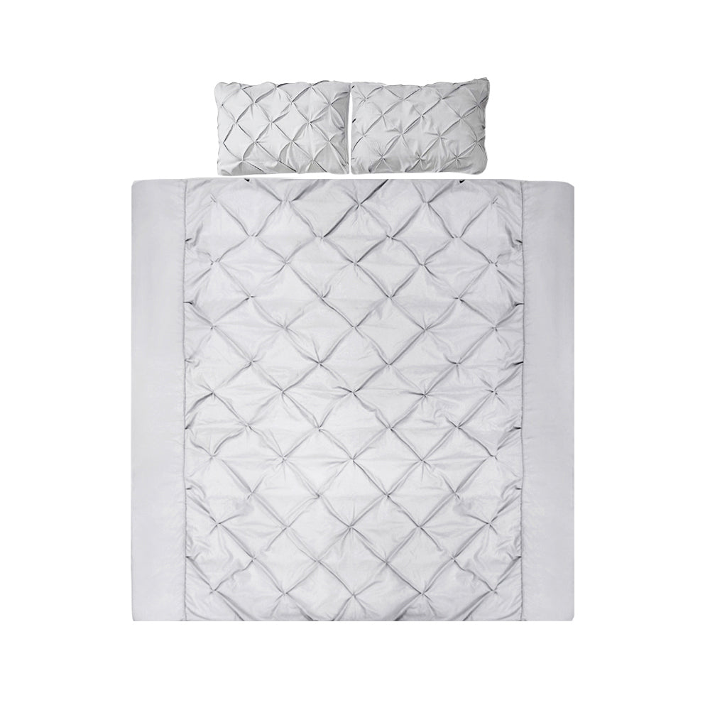 Giselle Bedding Quilt Cover Set Diamond Pinch Grey King-0