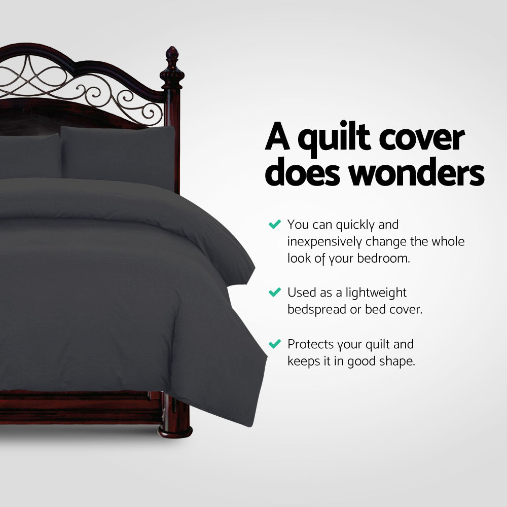 Giselle Bedding Quilt Cover Set Classic Black Queen-2