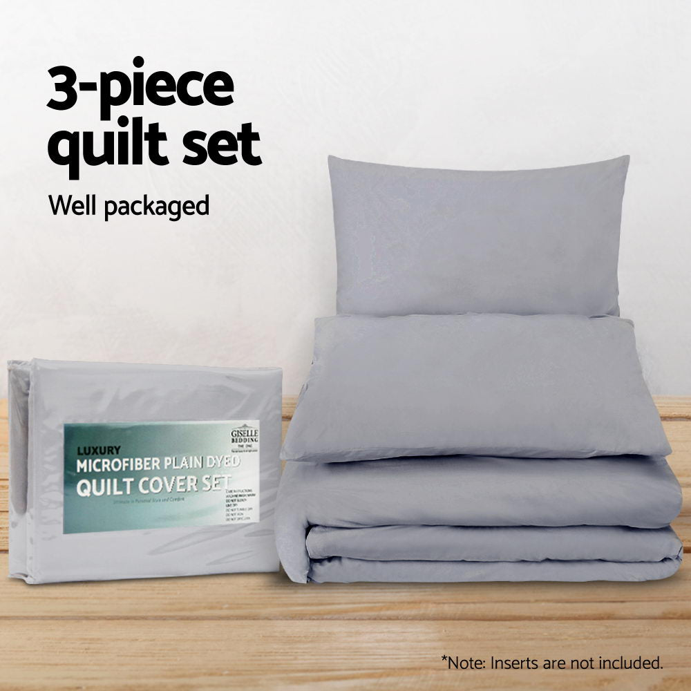 Giselle Bedding Quilt Cover Set Classic Grey King-3