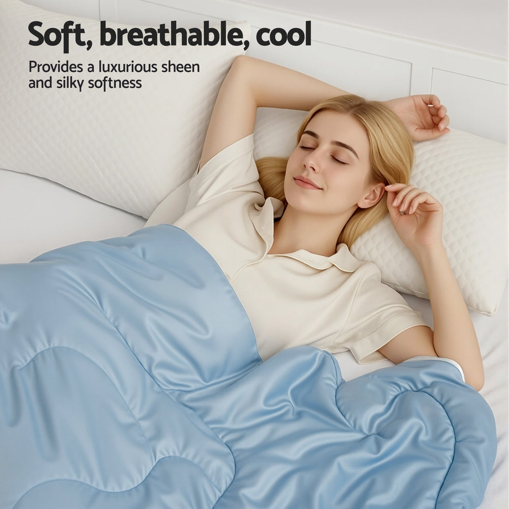 Giselle Tencel Quilt 200GSM Summer Quilts Comforter Doona Light Weight Soft Throw Blanket Double-5