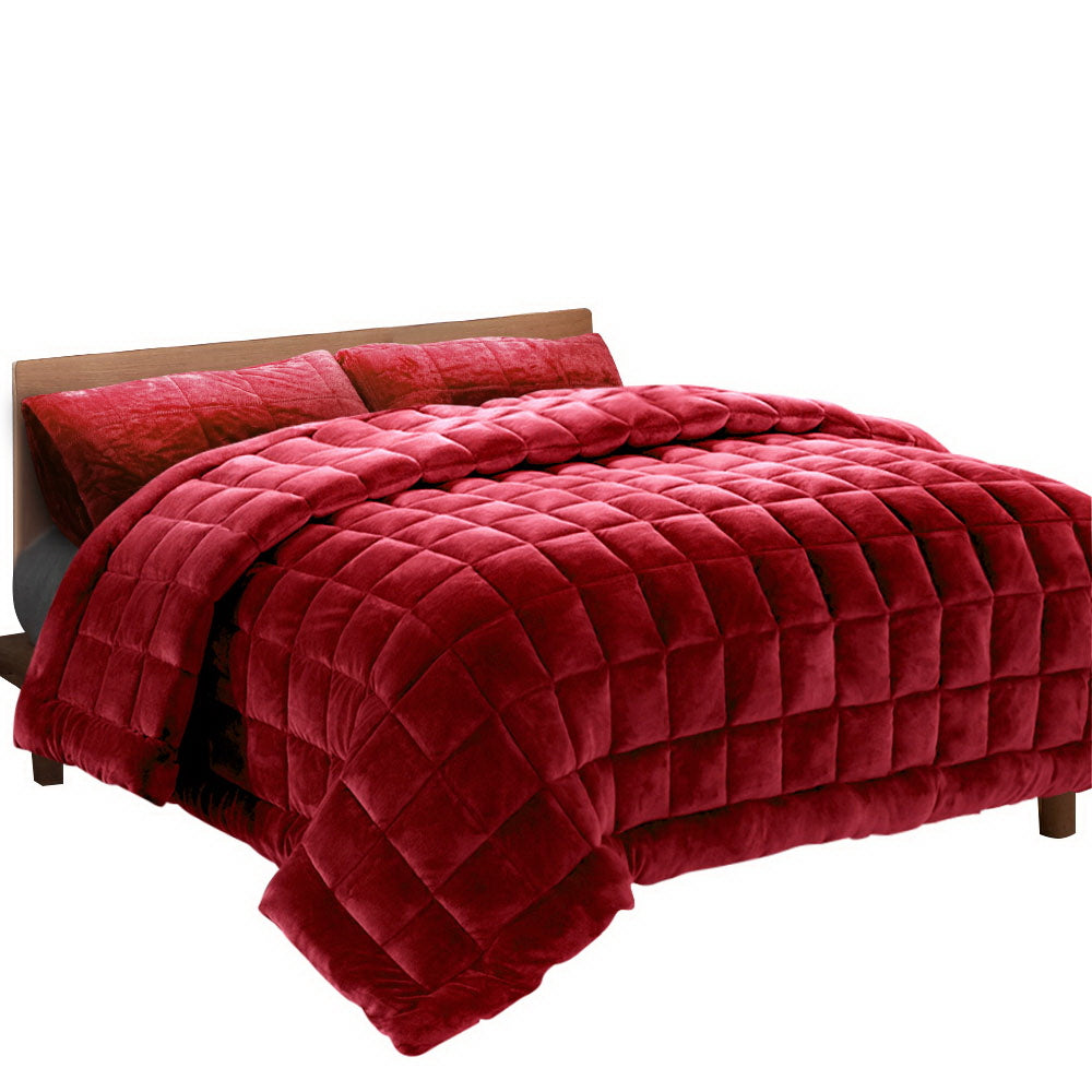 Giselle Bedding Faux Mink Quilt Burgundy King-0