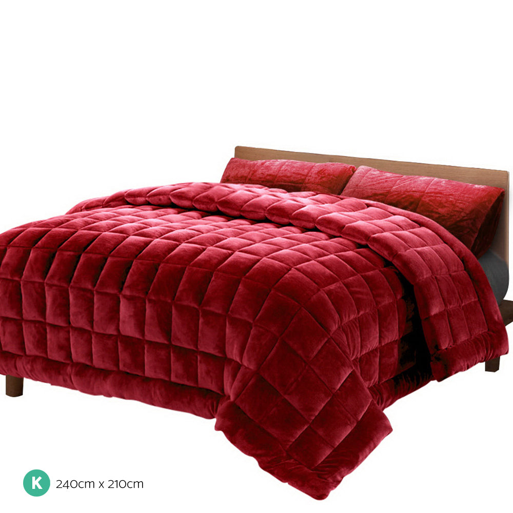 Giselle Bedding Faux Mink Quilt Burgundy King-1