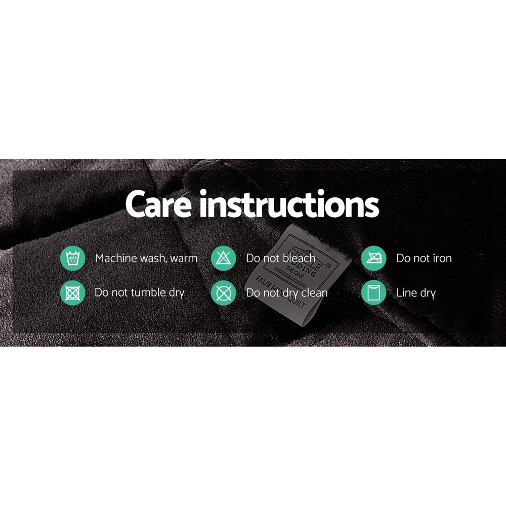 Giselle Bedding Faux Mink Quilt Charcoal King-6