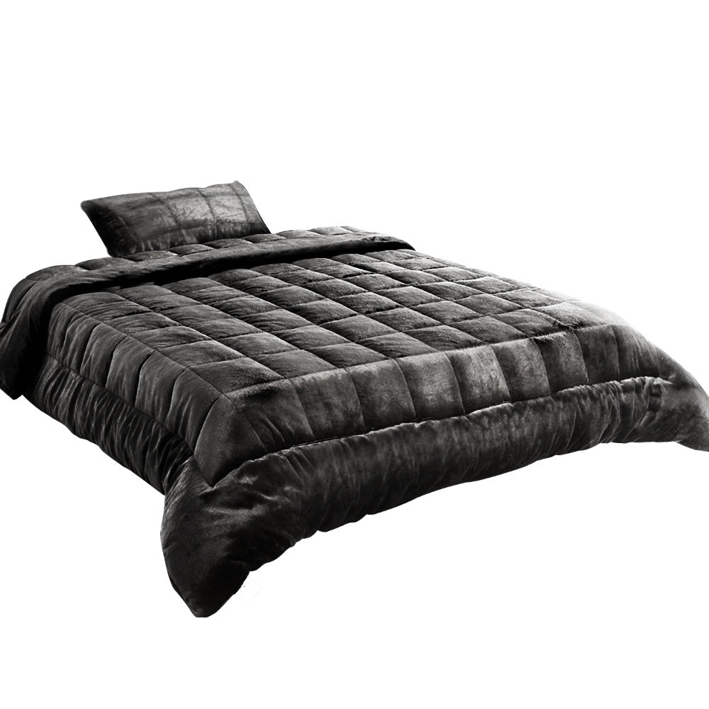 Giselle Bedding Faux Mink Quilt Charcoal Single-0