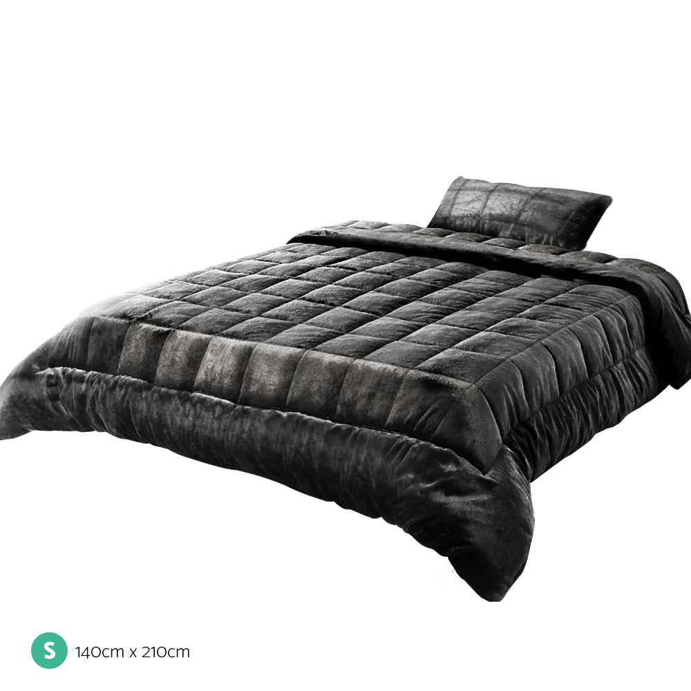 Giselle Bedding Faux Mink Quilt Charcoal Single-1