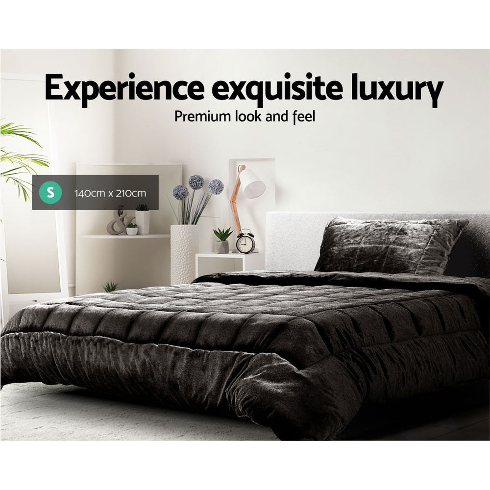 Giselle Bedding Faux Mink Quilt Charcoal Single-3