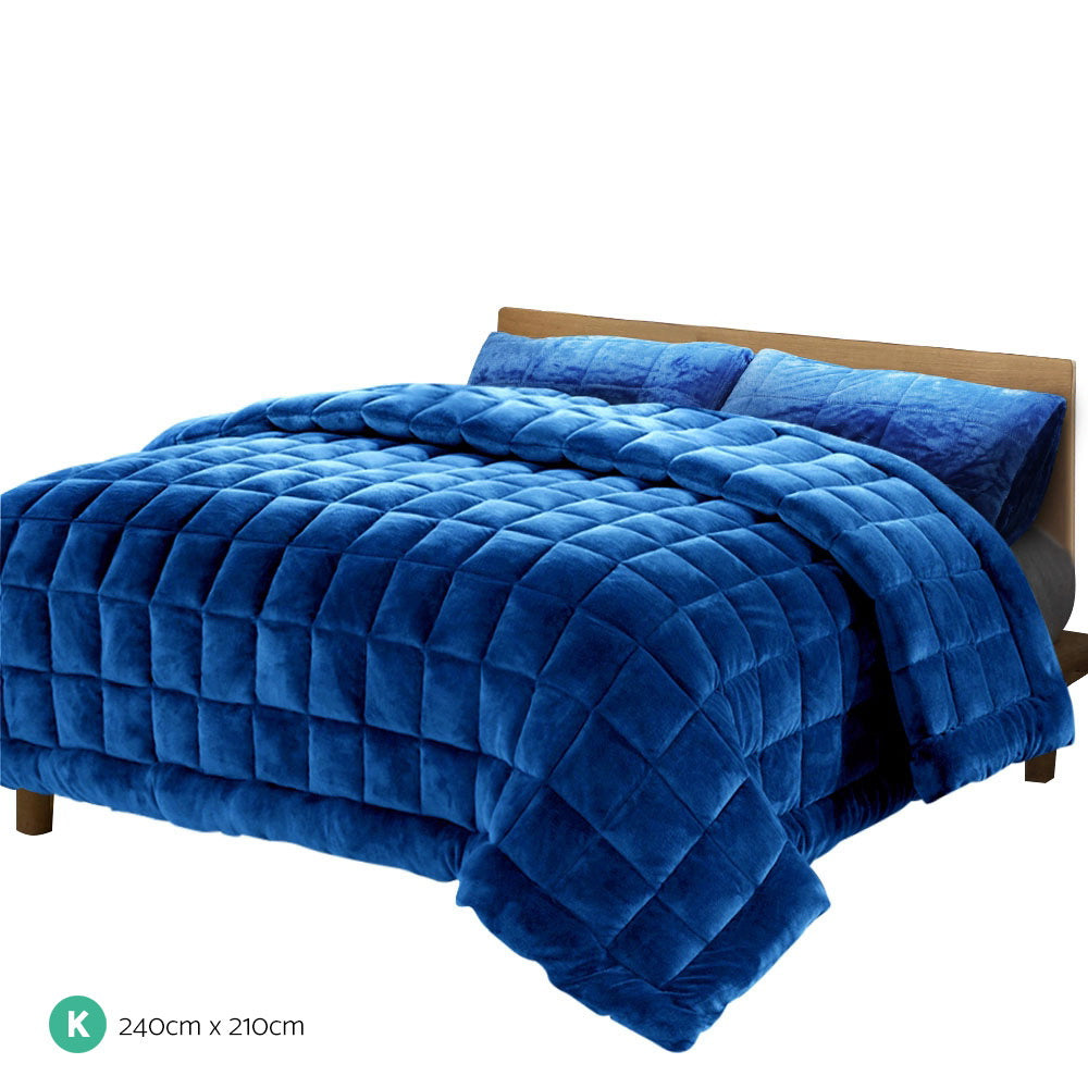Giselle Bedding Faux Mink Quilt Blue King-1