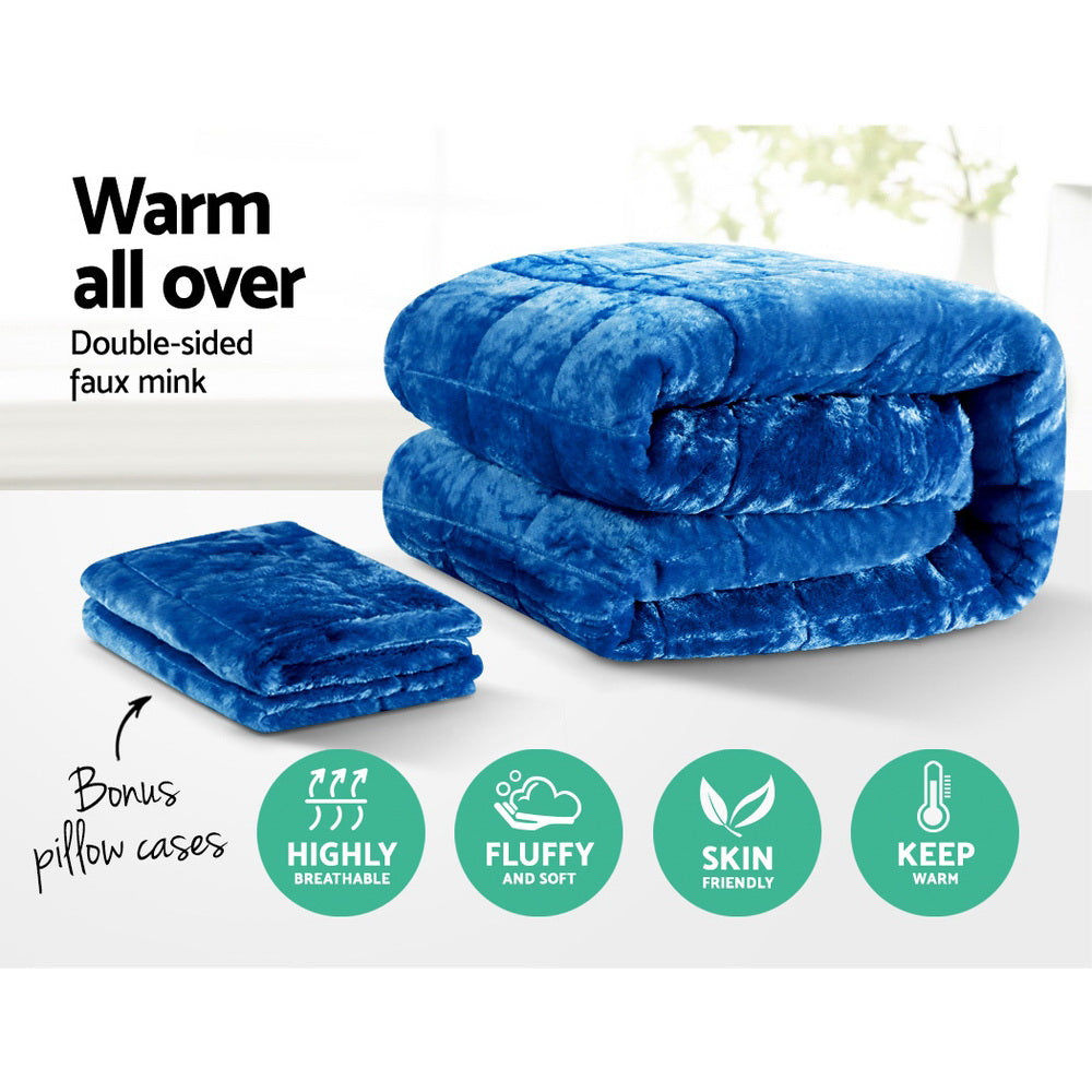 Giselle Bedding Faux Mink Quilt Blue King-2