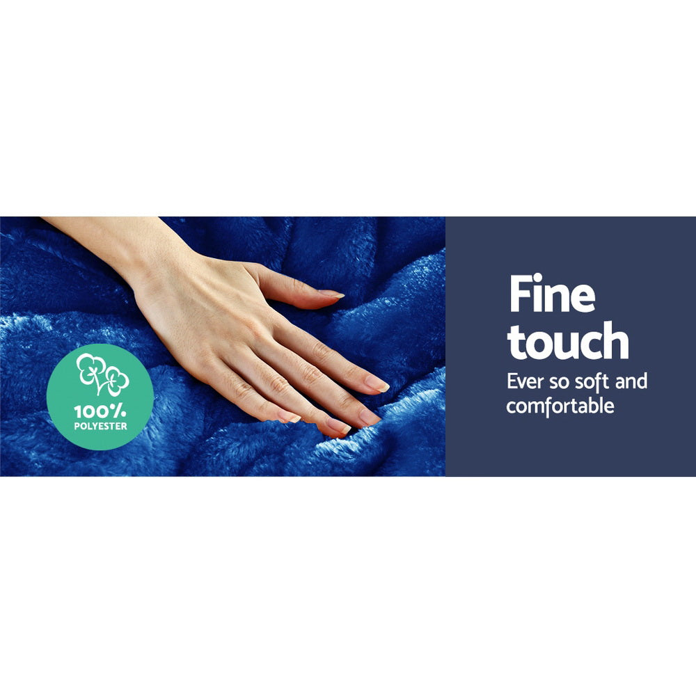 Giselle Bedding Faux Mink Quilt Blue King-3