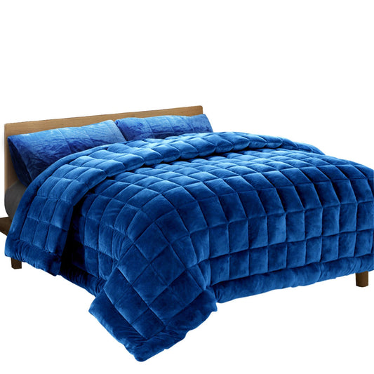 Giselle Bedding Faux Mink Quilt Blue Queen-0