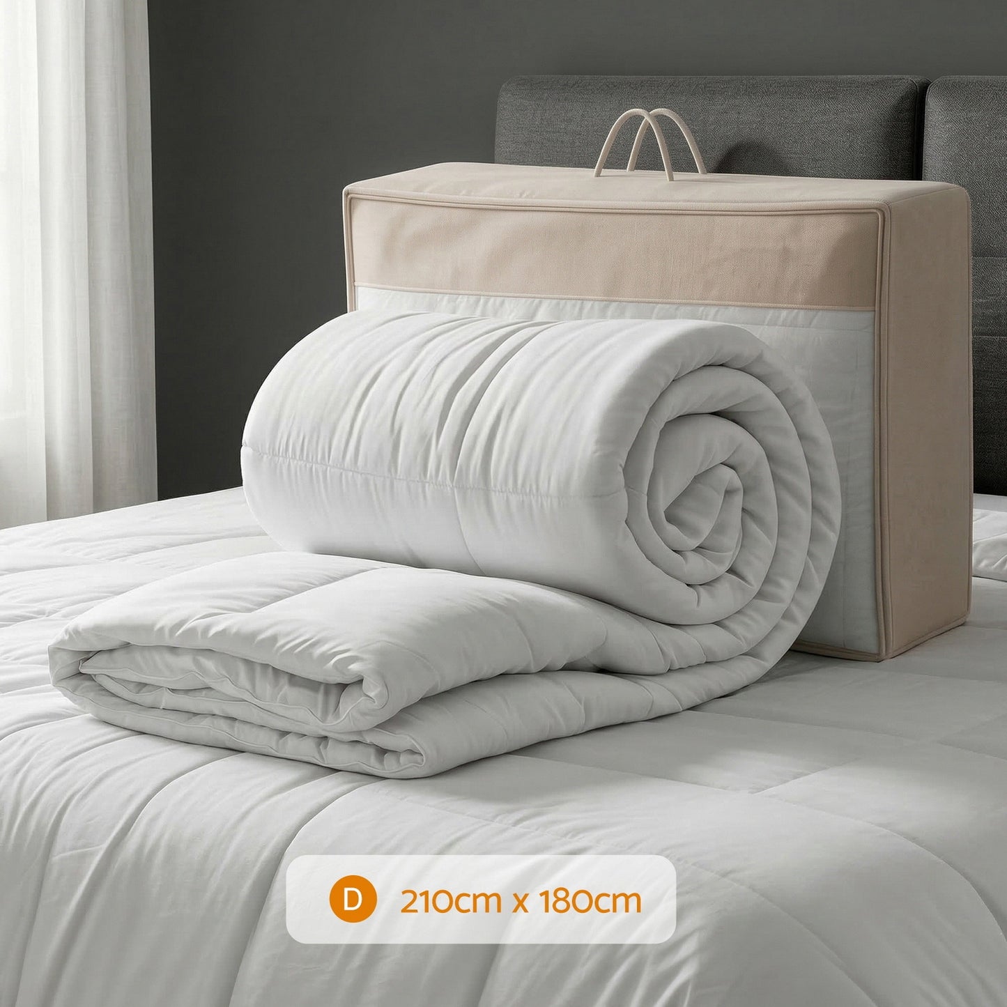 Giselle Bedding Wool Quilt 500GSM Thick Double Winter Doona Baffle Box Construction 100% Wool Filling