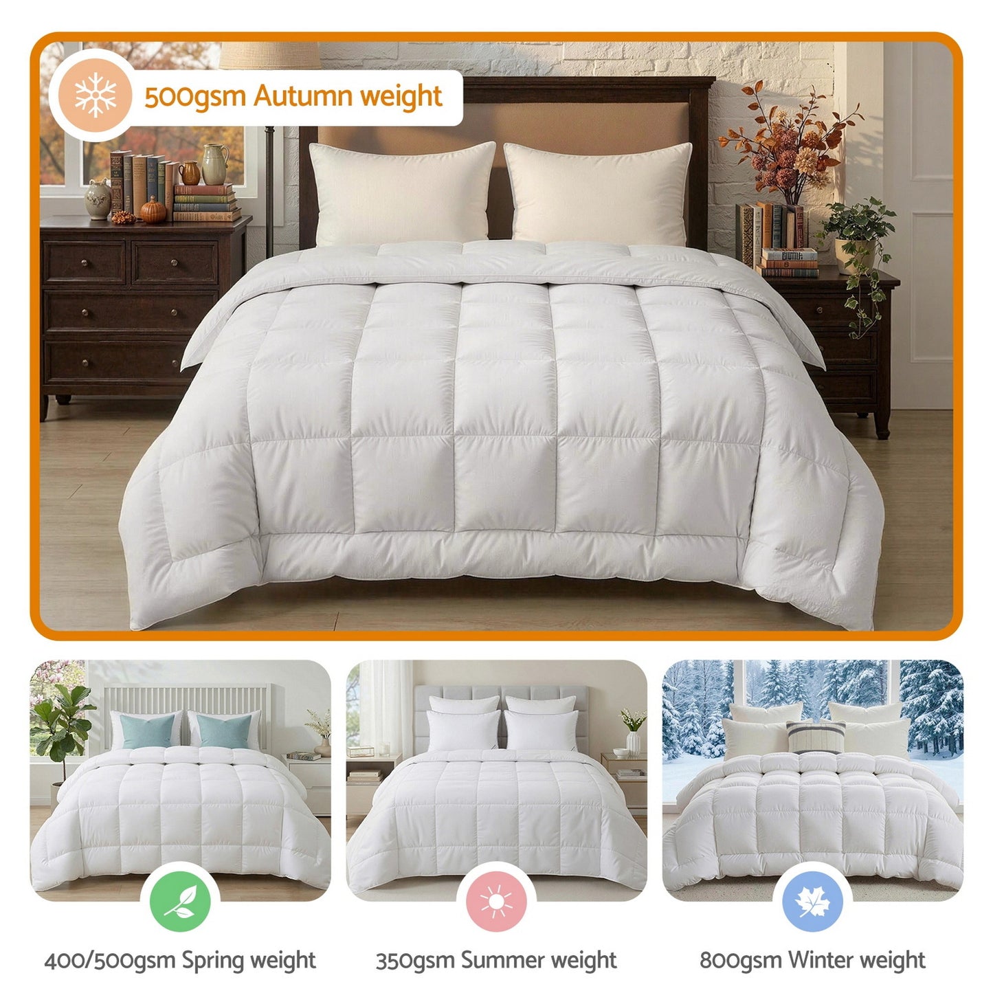 Giselle Bedding Wool Quilt 500GSM Thick Double Winter Doona Baffle Box Construction 100% Wool Filling