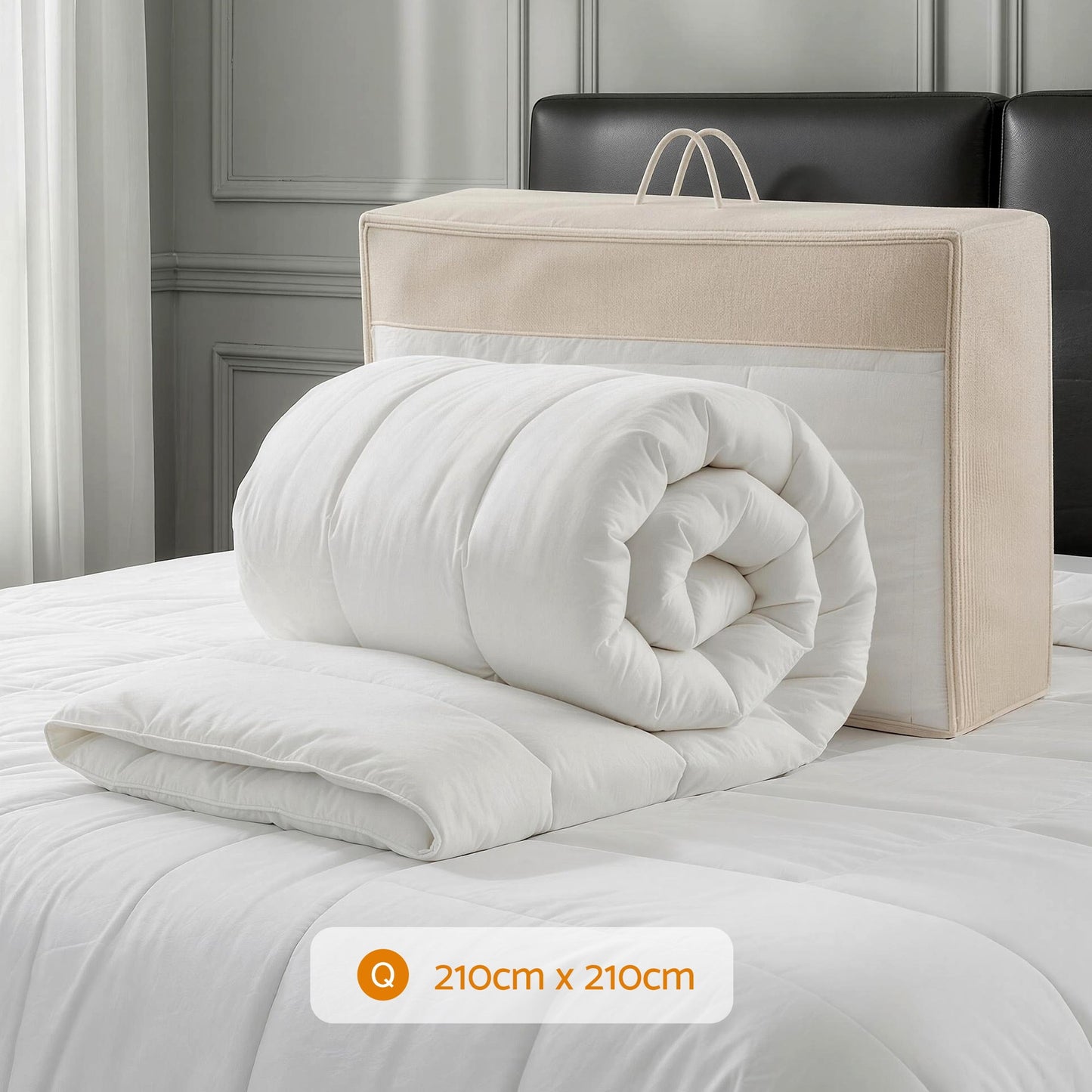 Giselle Bedding Wool Quilt 800GSM Extra Thick Queen Winter Doona Baffle Box Construction 100% Wool Filling