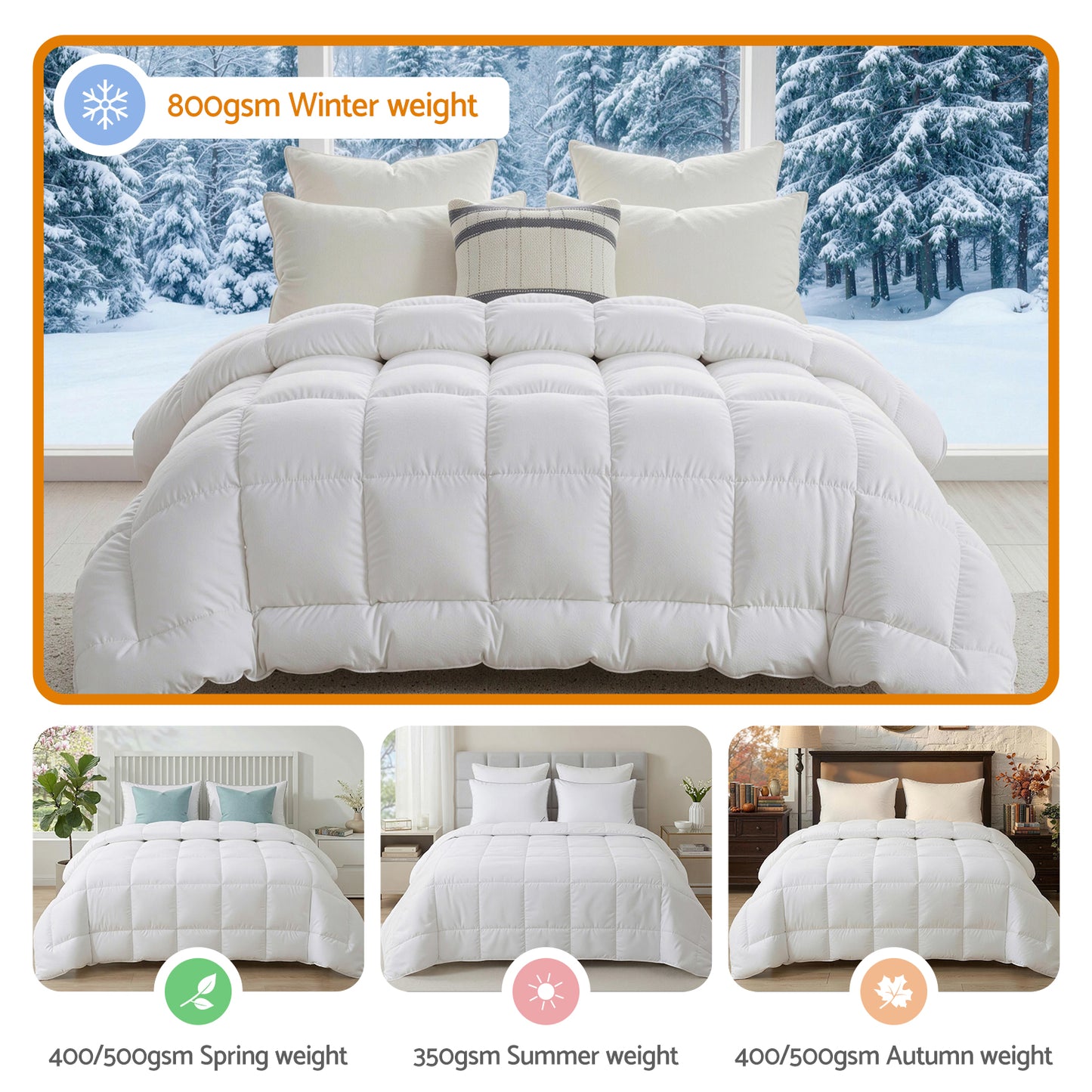 Giselle Bedding Wool Quilt 800GSM Extra Thick Queen Winter Doona Baffle Box Construction 100% Wool Filling