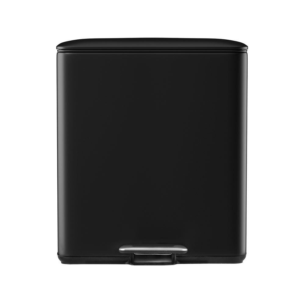 Cefito Pedal Bins Rubbish Bin Dual Compartment Waste Recycle Dustbins 40L Black-2