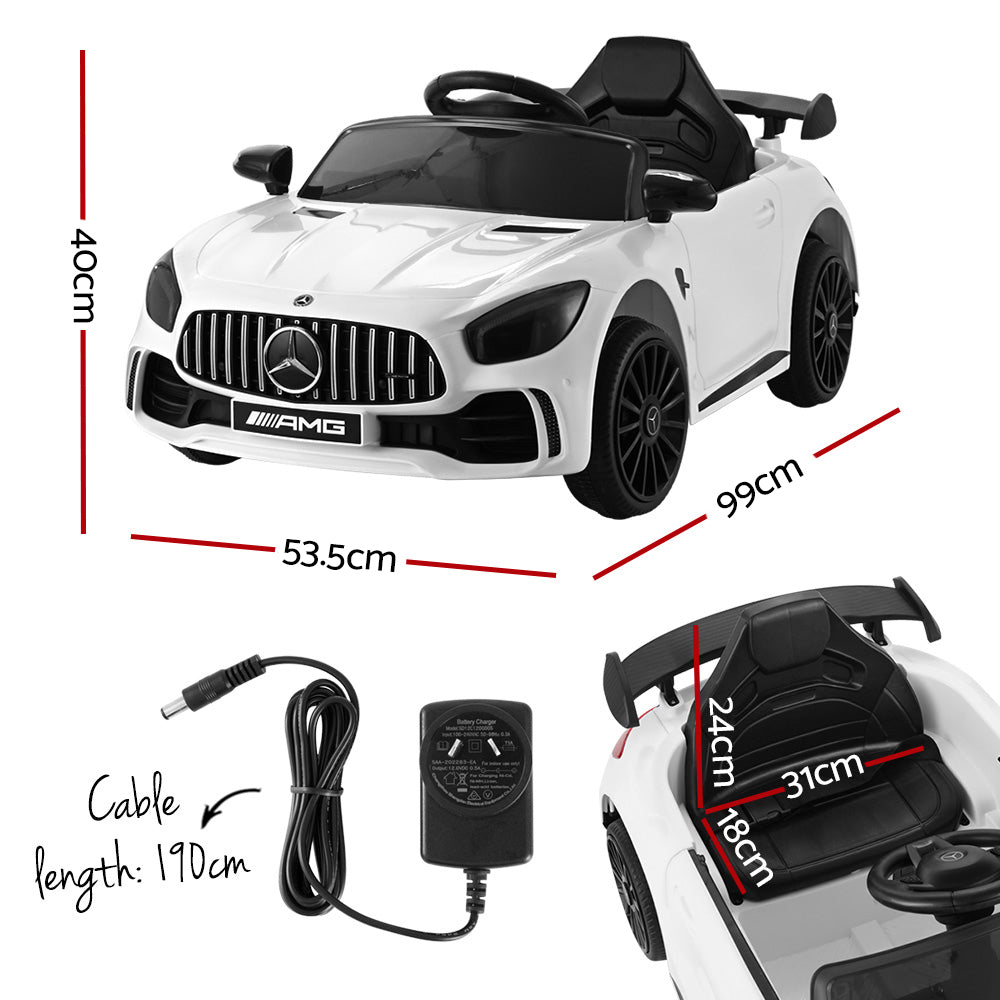 Kids Electric Ride On Car Mercedes-Benz AMG GTR Licensed Toy Cars Remote White-2