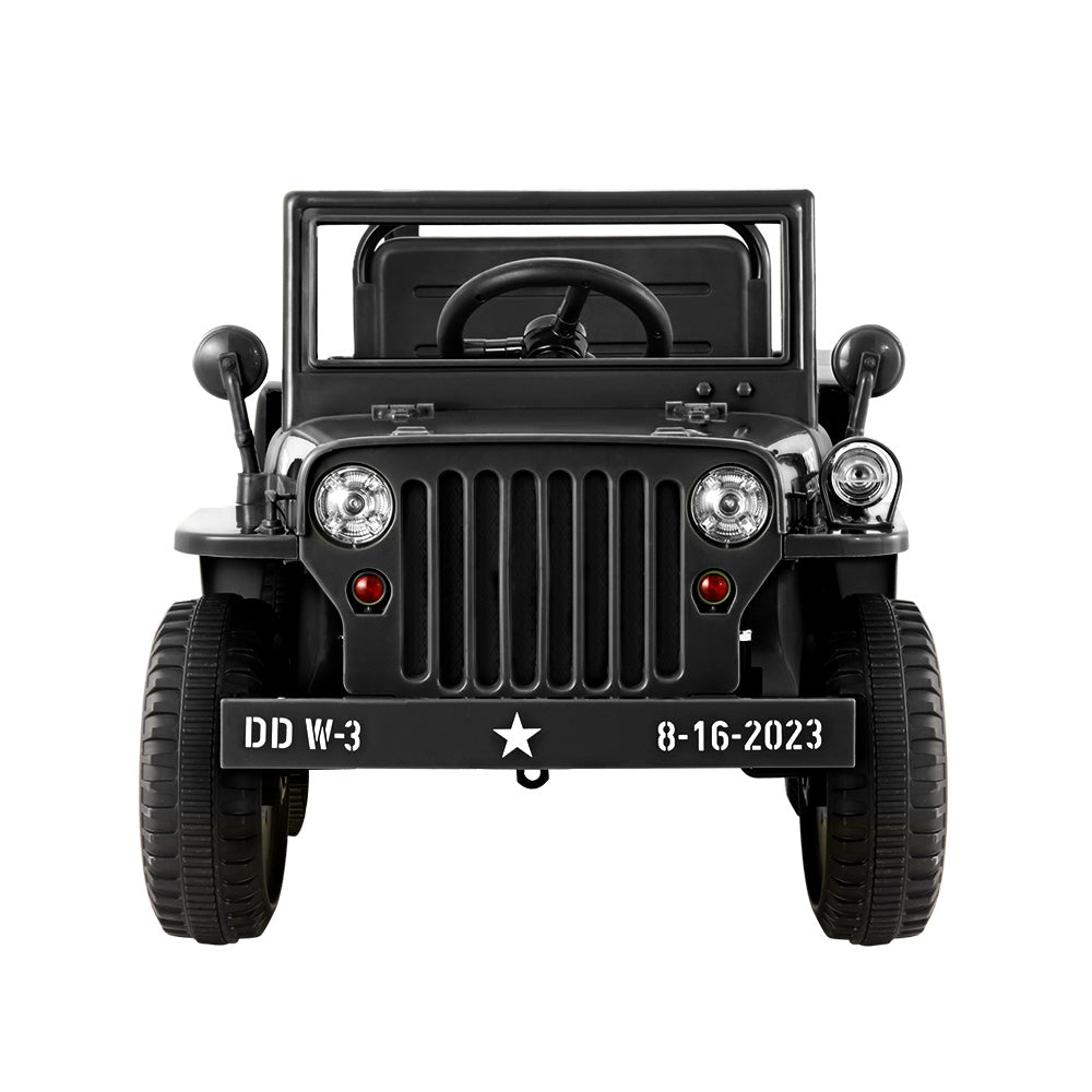 Rigo Kids Electric Ride On Car Jeep Military Off Road Toy Cars Remote 12V Black-2