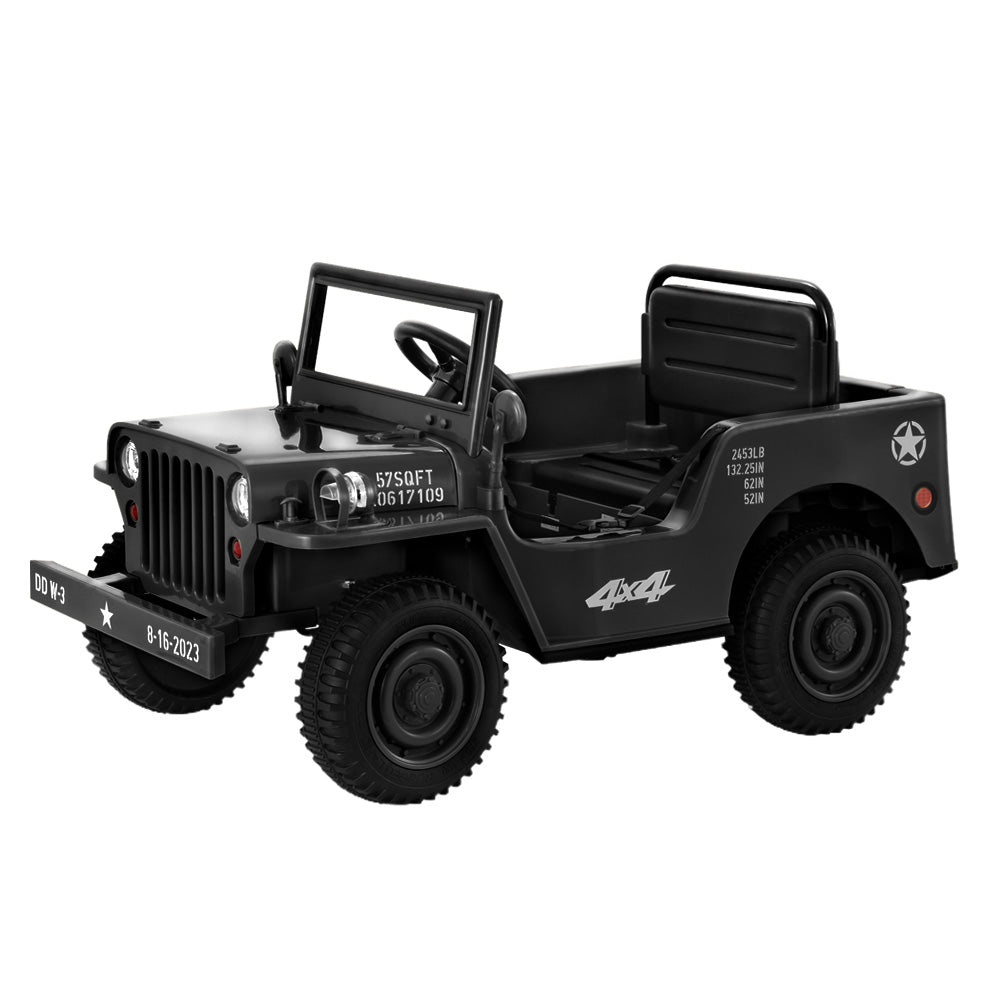 Rigo Kids Electric Ride On Car Jeep Military Off Road Toy Cars Remote 12V Black-3