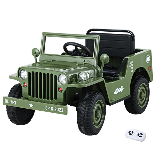 Rigo Kids Electric Ride On Car Jeep Military Off Road Toy Cars Remote 12V Olive-0