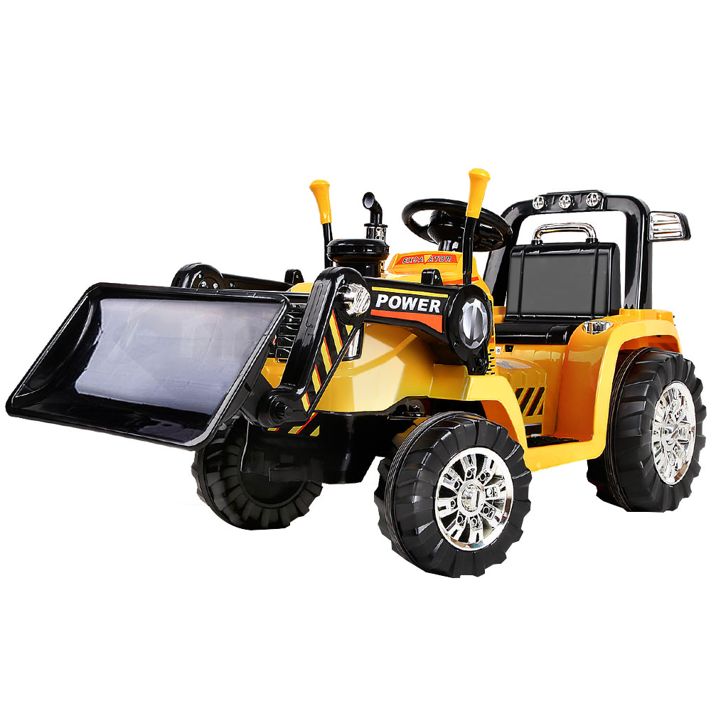 Rigo Kids Electric Ride On Car Bulldozer Digger Loader Remote 6V Yellow-0