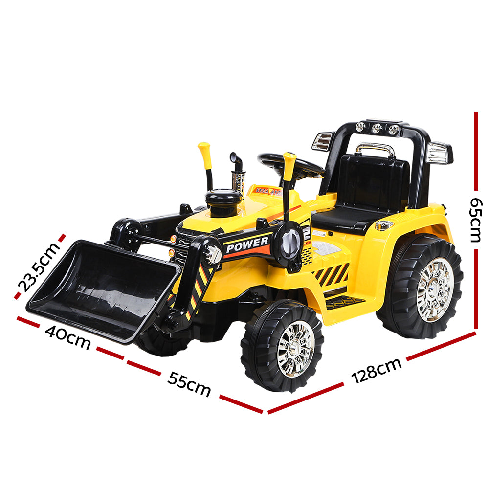 Rigo Kids Electric Ride On Car Bulldozer Digger Loader Remote 6V Yellow-1