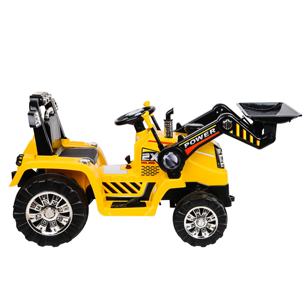 Rigo Kids Electric Ride On Car Bulldozer Digger Loader Remote 6V Yellow-3