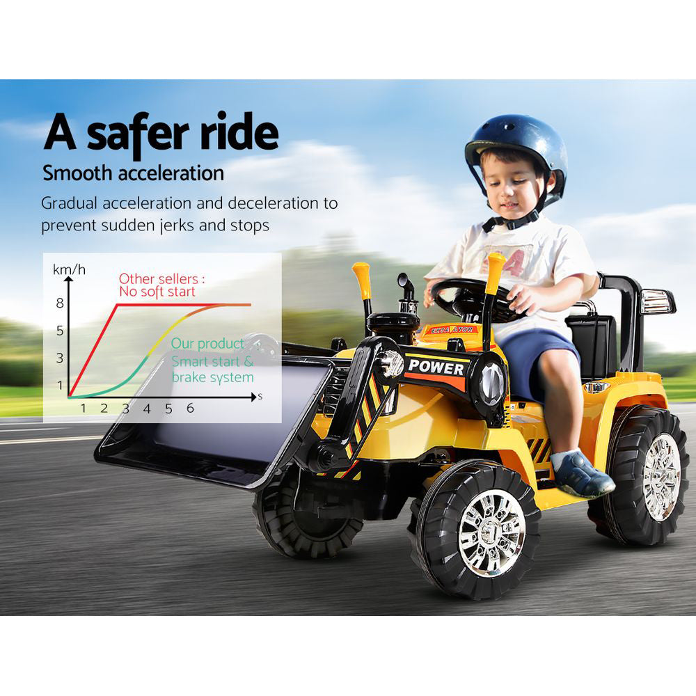 Rigo Kids Electric Ride On Car Bulldozer Digger Loader Remote 6V Yellow-12